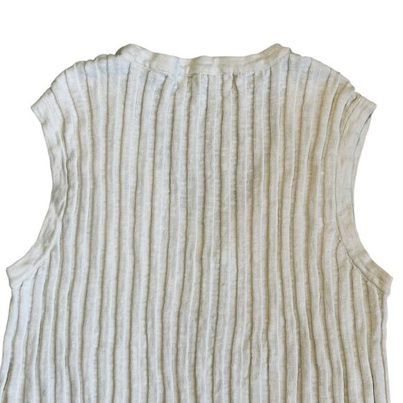 Free People Beach Women’s L Ivory Ribbed Knit Sweater Vest Veda Stretch Relaxed - Picture 8 of 12